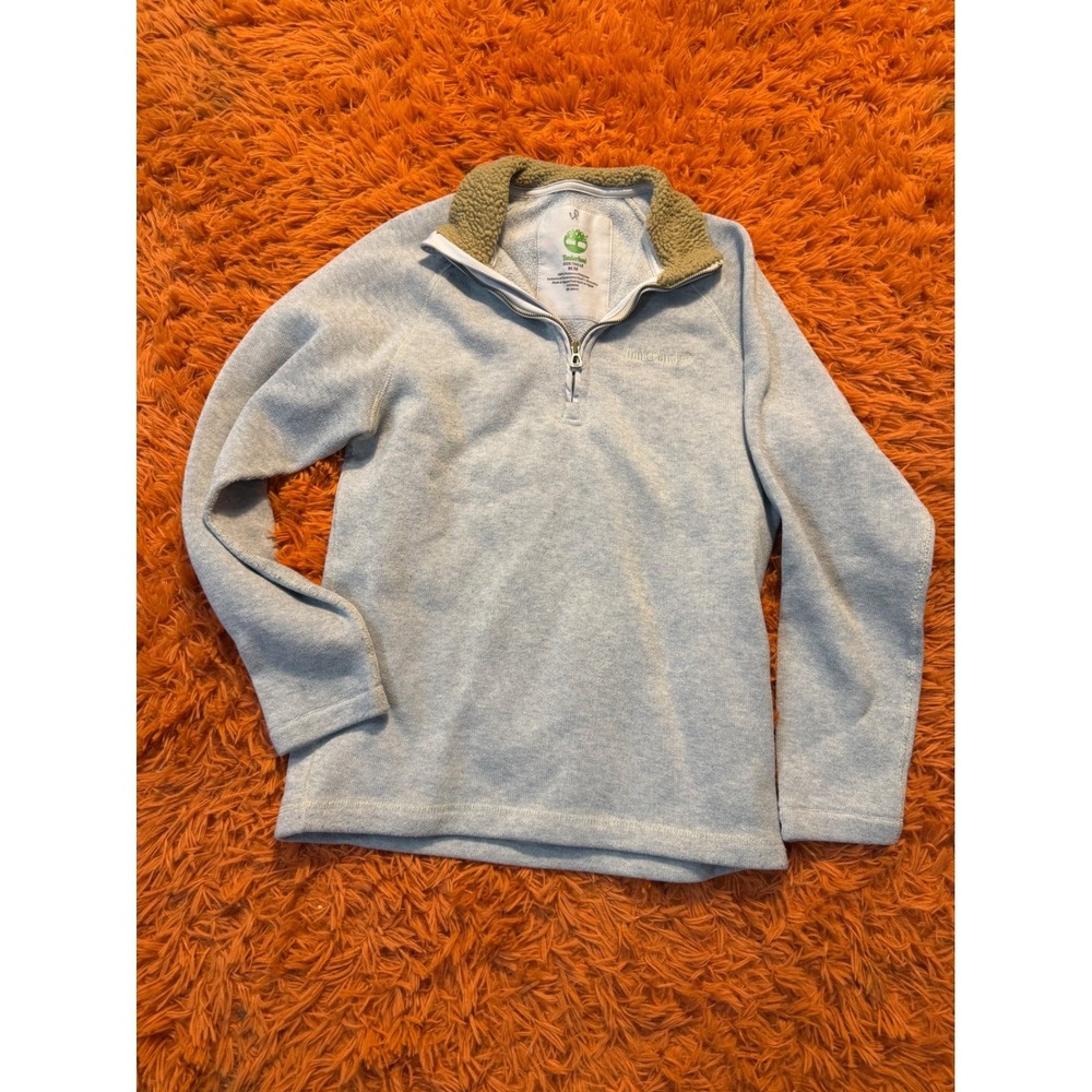 Timberland Mens Quarter Zip Fleece Sherpa Collar Pullover Gray Size Medium